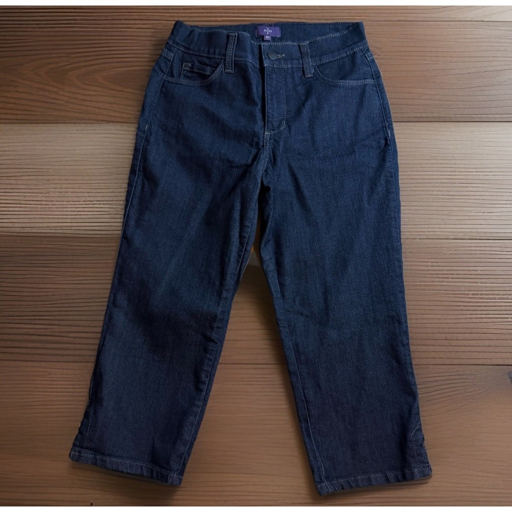 Vintage NYDJ Not Your Daughter's Jeans Crop Stretch Dark Rhinestones 0P USA NEW